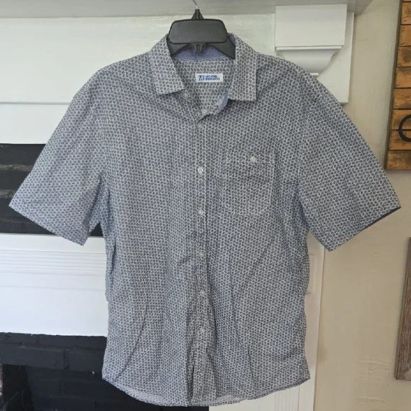 Michael Brandon Blue Print Short Sleeve Shirt - Picture 1 of 10